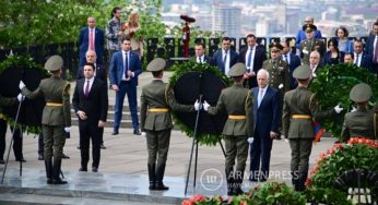 Высшее руководство Армении посетило парк Ахтанак по случаю Дня Победы и мира